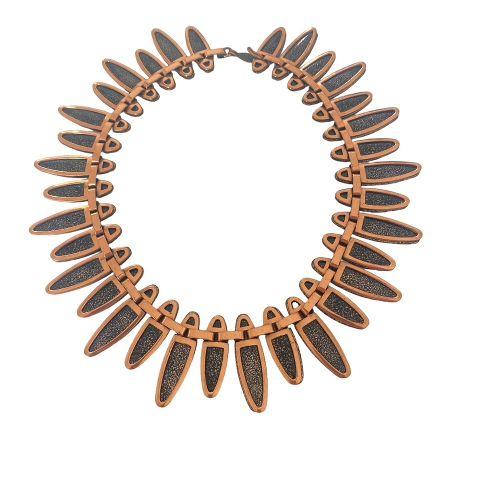 VTG Matisse Renoir copper black enamel necklace MCM mid century Nefertiti - Picture 2 of 10
